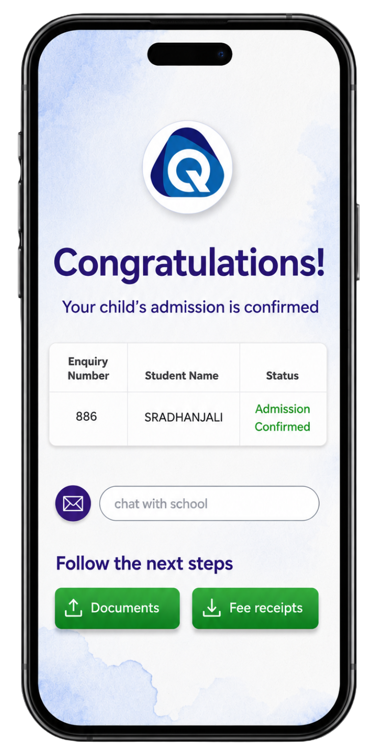 Admissions App screen 1