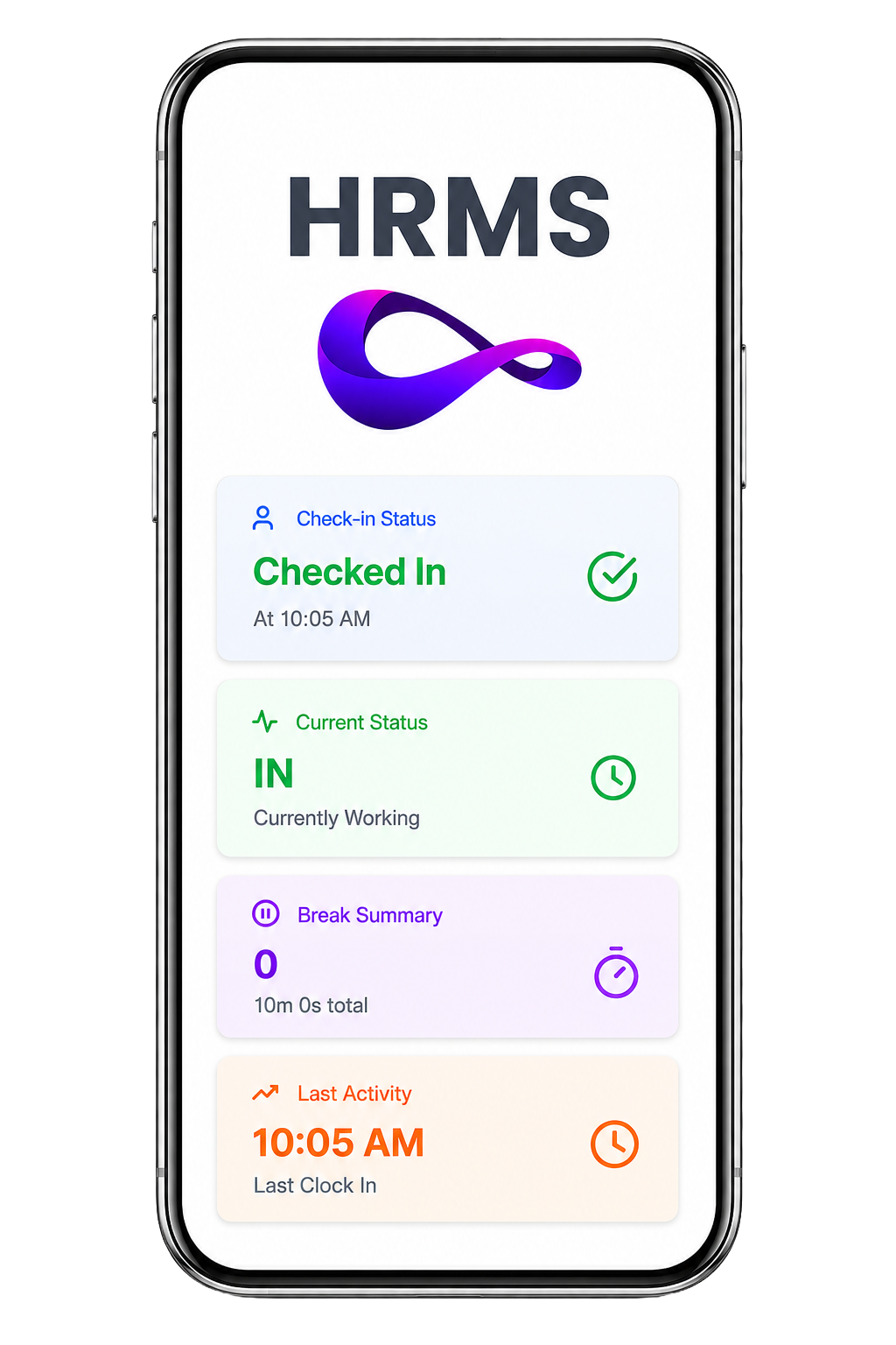 HRMS App screen 1 back screen